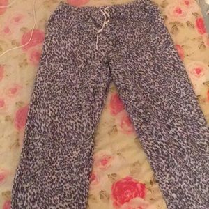 soft grey cheetah print pajama pants